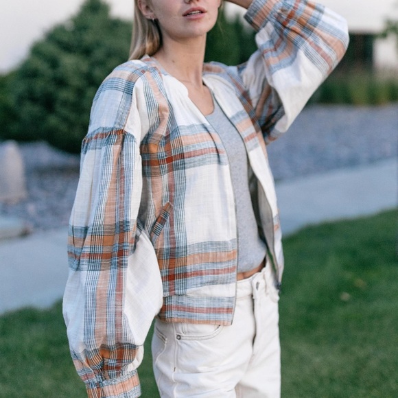 Free People Mattie Plaid Bomber Jacket 